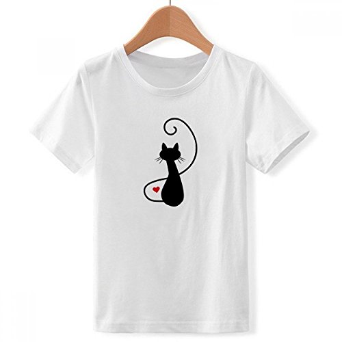 T-Shirt Chat Blanc pour Garçon en taille XXXL au style ras du cou