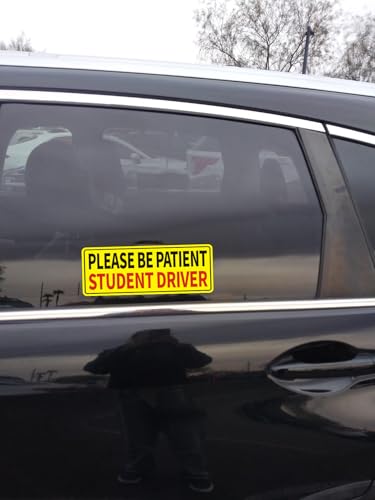 Image of Non-Magnetic Student Driver Stickers - Removable Student Driver Stickers, Safe for Painting Removable Back Glue Works Better Than Magnetic Suitable for Plastic Bumpers and Windows 5pcs