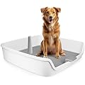 ALL FOR PAWS Dog Potty Tray Indoor Dog Pee Pad Holder Toilet Puppy Litter Box with Removable Post, Raised Sides, Large Space, Shed Proof & Mess Free, Easy Clean-up, Great for Large Size Dogs