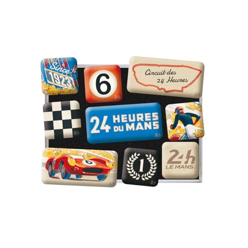 Nostalgic-Art Aimants pour frigo rétro, 9 pièces, 24h Le Mans – Racing – Idée Cadeau pour Fans de Moteur, Official License Product (OLP), décoration...