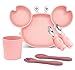 Ensemble de vaisselle en silicone pour bébé comprenant une assiette à ventouse, une tasse pour enfant, 2 ensembles de fourchettes et cuillères, 6 pièces de fournitures d'alimentation