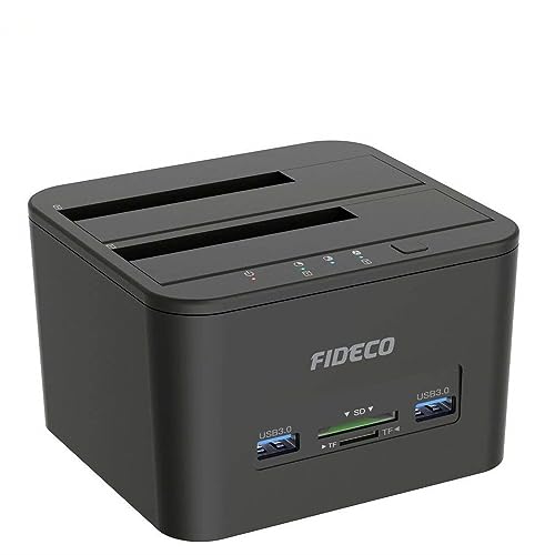 Image of Tobo USB 3.0 to SATA Hard Drive Docking Station, Dual-Bay Hard Drive Dock with TF & SD Card Slots for 2.5 /3.5 Inch SATA HDD SSD, Support TD-1043HS