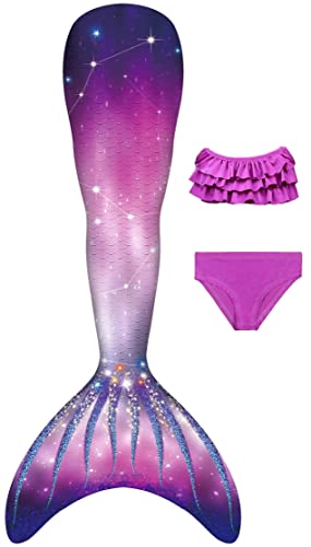 NAITOKE Niñas Cola de Sirena con Bikini para Fiesta de Natación Cosplay,Sin monoaleta,RTYUP,150