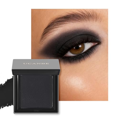 UCANBE Black Single Eyeshadow Palette, Highly Pigmented Matte Eye Shadow Powder, Professional...