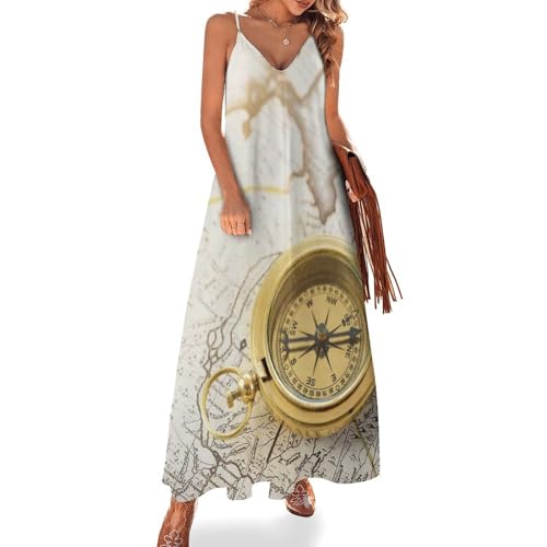 Robe longue d'été sans manches col V fluide chic décontracté pour femme