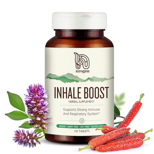 Image of Nirogam Inhale Boost Herbal Respiratory Wellness Supplement | Ayurvedic Formula with Tulsi, Mulethi & Pippali for Breathing Support & Lung Wellness | Pollution Support | 120 Tablets
