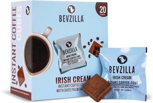 Image of Bevzilla 20 Irish Cream Instant Coffee Cubes |Made with Date Palm Jaggery & Arabica Beans | Zero Refined Sugar | Real Ingredients, No Preservatives | Perfect for Hot & Cold Coffee