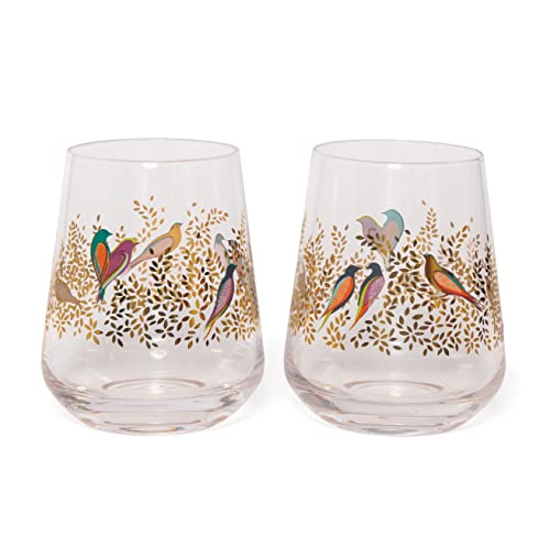 Portmeirion x Sara Miller London Set of 2 Glass Tumblers, Transparent and Durable Glass, Chelsea Collection