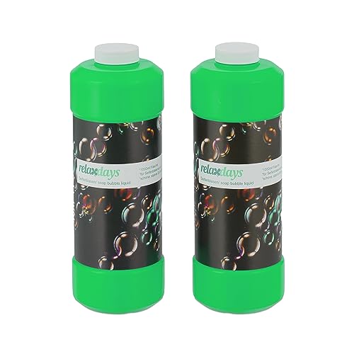 Relaxdays Seifenblasenlösung 2er Set, Grüne Nachfüllflasche