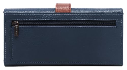 Image of WildHorn Women's Genuine Leather RFID Blocking Wallet | Tri-Fold High-Capacity Ladies Purse with Card Slots, Zipper Coin Pocket & Snap Closure | Ideal Gift for Women (Blue)