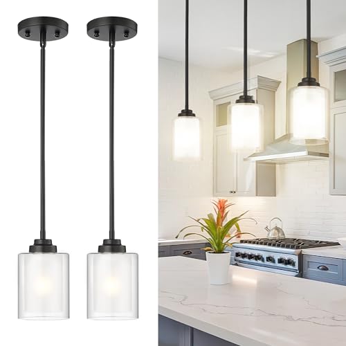 TENGXIN Modern Pendant Light, Matte Black Pendant Lights Kitchen Island,Farmhouse Pendant Lighting...