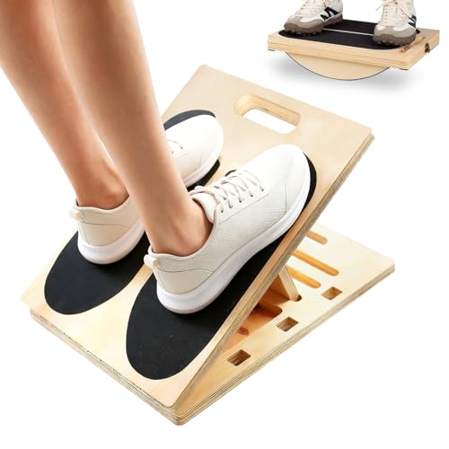 Tabla de equilibrio y tabla inclinada de madera, ajustable, para ejercicios de fisioterapia, entrenamiento de equilibrio, 1,8 cm de grosor de la placa de madera, para sentadillas, estiramiento