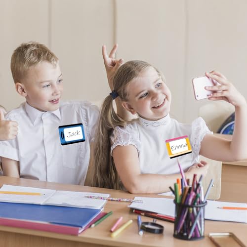 Image of Whaline 180Pcs Back to School Name Tag Stickers Self-Adhesive Nameplate Decal Pencil Crayon Composition Book Apples Blank Name Label for School Classroom Office Desk Wall Decor