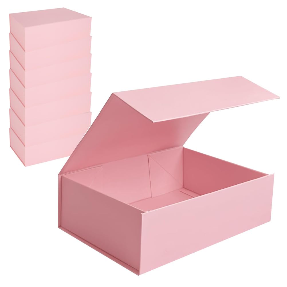 Confezione da 8 Scatole Regalo con Coperchio A Chiusura Magnetica, Scatola Regalo Rosa con Chiusura Magnetica, per Matrimoni, Natale, Compleanni, Festa della Mamma,Pink 8 Pack,10.2×7.5×3.1in