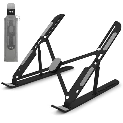 Laptop Ständer Faltbarer, Aluminium Laptopständer Notebook Ständer Höhenverstellbarer 9-15,6 Zoll, Laptop Halterung für Schreibtisch Computer PC Stand Tablet Halter Laptops Erhöhung Tisch Büro Zubehör