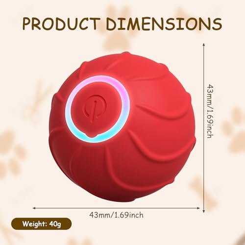 Magic Ball Hund, Interaktiver Spielball für Hunde, Magic Ball für Hunde, Smart Hundeball Elektrisch, 2 Interaktiven Modi, Wiederaufladbar Über USB, für Welpen, Klein und Mittel (Rot)