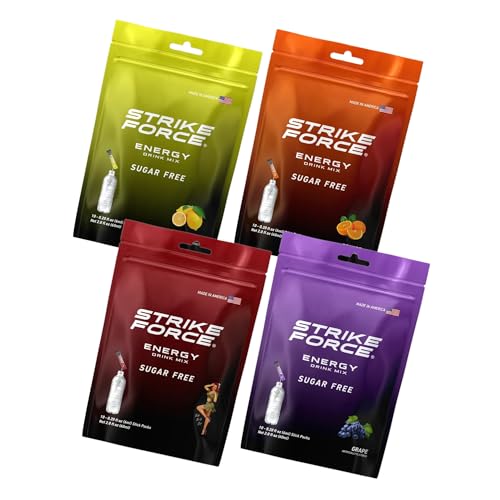 Image of Strike Force Energy Drink Mix - 4 Flavor Variety Pack - Natural Tasting Caffeine Drink - Turn Any Drink into a Healthy Energy Drink - Zero Calories, Keto Friendly, Sugar Free, Pre Workout (40 Liquid Packets)