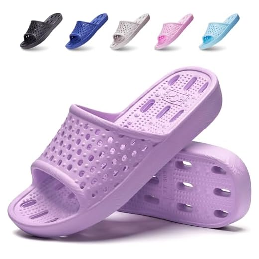 Shower Shoes Men Women Non Slip Bathroom House Slippers College Dorm Room Essentials for Girls Kids Shower Sandals Swimming Water Shoe (Purple,EU36-37)