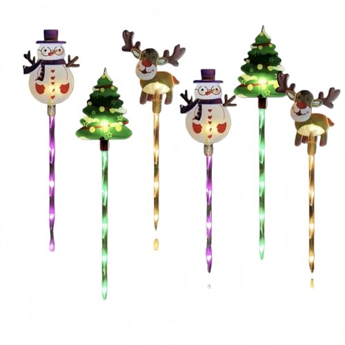 6-Pack Moving Christmas Lights, LED Waterproof Pathway Stake Lights, Solar & Battery Powered, Warm Glow Outdoor/Indoor Yard Porch Garden Décor, IP65, Easy Install (A,Storage Battery)