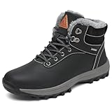 Mishansha Winterschuhe Herren Gefüttert Winterstiefel Damen Winterboots Rutschfest Wanderschuhe Winter Boots Wasserabweisend Trekkingschuhe Schneestiefel Schwarz,Gr.45