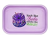 Rolling Tray 7"×11" Durable Metal Large Tray Paper Trays Girl Pink