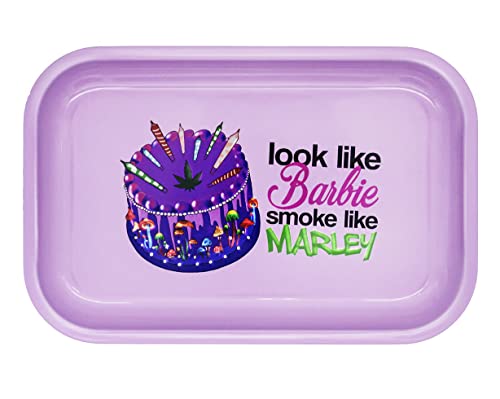 Rolling Tray 7"×11" Durable Metal Large Tray Paper Trays Girl Pink #TOP4