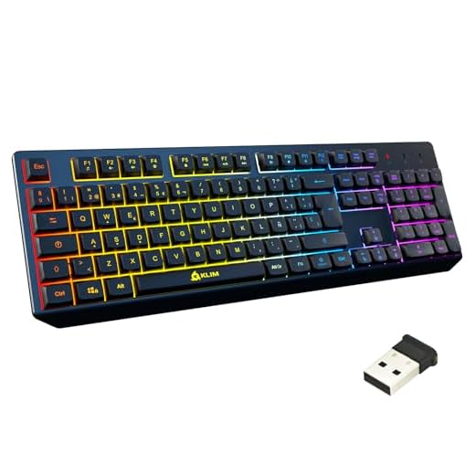 KLIM Chroma Wireless - Teclado inalámbrico Gaming + Teclado Gaming Ligero, Duradero, resiste al Agua, ergonómico, silencioso + Teclado Gamer PC PS4 PS5 Xbox One Mac + Nueva VERSIÓN [year] + Negro