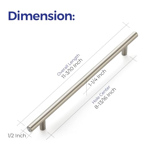 Image of Ravinte 18 Pack 11-3 /10 Inch Cabinet Handles Brushed Nickel Stainless Steel Cabinet Handles Kitchen Cupboard Pulls 8-13 /16 inch Hole Center