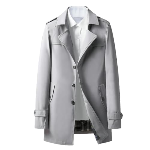 Trench Gris Homme Casual Chic | Veste Automne Idéale Affaires Mi-Longueur Revers