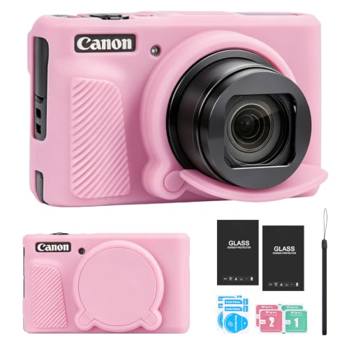 Silicone Case for Canon SX740 HS/SX730 HS +2 Screen Protectors (Pink)