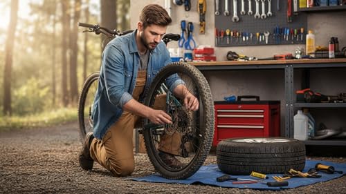 Image of Tubeless Tyre Puncture Repair Kit for Car, Bike, Cycle | Heavy Duty T-Handle Tools | Tire Plug Kit with Rubber Cement & Repair Strips | Emergency Tool Set | Puncher