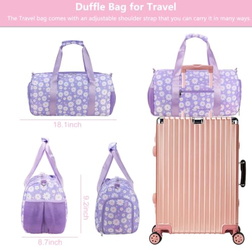 Gym Travel Duffle Bag for Girls - Gymnastics Sports Dance Bag with Shoe Compartment & Wet Pocket Panda Kids Travel Bag Teens Weekender Sleepover Carry On Bag by RHCPFOVR - Used condition - Image 6
