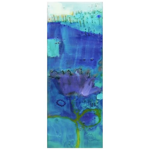 Empire Art Direct Abstract Art,Frameless Tempered Glass Panel,Contemporary Wall Decor Ready to Hang,Living Room,Bedroom ＆ Office, Reedy Blue I, 63" x 24" x 0.2" by Empire Art Direct - Used condition - US$76.96