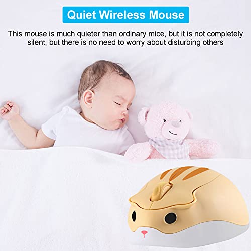 Chuyi Hamster Wireless Mouse, Cute Animal Optical Aesthetics Silent Mouse Portable Cordless Mute Mice For Travel School Office For Computer Laptop Pc (Yellow) #TOP1