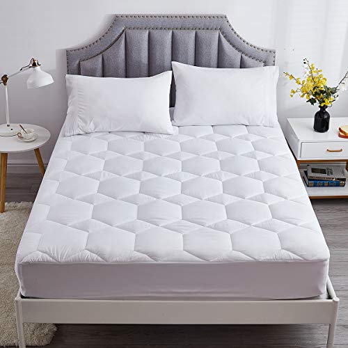 Gehannah Mattress Pad Cooling Super Soft Microfiber Topper, Mattress Cover Breathable Quilted Fitted Soft with Down Alternative Mattress Protector Fill for 8-21\" Deep Pocket(Queen)