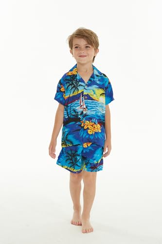 Image of Boys' Aloha Shirt Cabana Set in Signature Prints | Button Front Shirt; Soft Rayon Fabric; Signature Tropical Prints; Lightweight Comfort; Vacation Ready