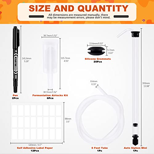 Tanstic 30Pcs Airlock Set For Fermentation, 6Pcs Brewing Airlocks Kit And 20Pcs Silicone Grommets, Auto-Siphon With Tubing For Preserving Brewing Making Wine Fermenting Sauerkraut #TOP1