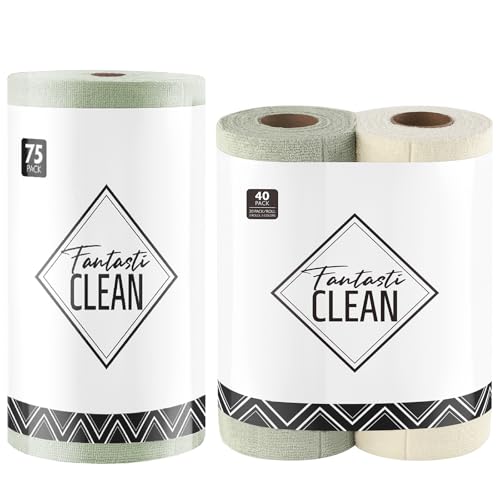 Fantasticlean Tear-Away Microfiber Cleaning Cloth Roll, Reusable Washable Kitchen Towels, Super Absorbent and Thick Dish Clothsing Cloth Roll