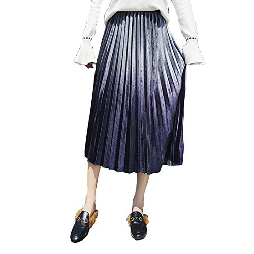 Ourlove Dress Women's Midi Skirts Gradient Velvet Skirt Gradient Color Velvet Skirts One Size Blue