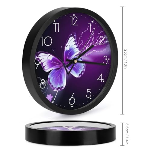 Horloge murale décorative haut de gamme papillon violet pour salon - 3