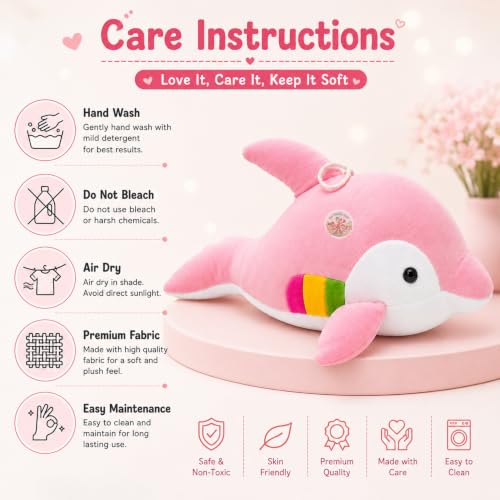 Image of Chi-Chimpu Toyss Pink Dolphin Soft Toy 55cm | Cute Plush Dolphin Stuffed Animal for Kids | Soft Hugging Toy | Plush Toy | Gift for Kids