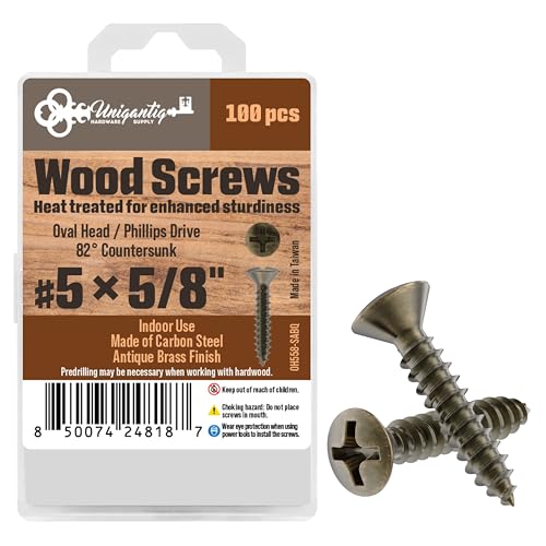 #5 x 5/8" Tornillos de Madera con Cabeza Ovalada Phillips Acabado Bronce Antiguo - Pack de 100 - Tornillos Autorroscantes para Madera - Modelo OH558-SABQ miniatura 6