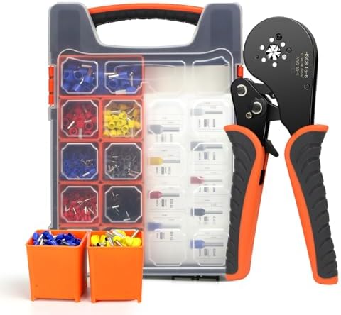 2200PCS Ferrule Crimping Tool Kit –Amliber AWG30-5 Self-Adjusting Wire Ferrule Crimper with Wire Ferrules Connectors for Electrical Work, Automotive, and DIY Projects
