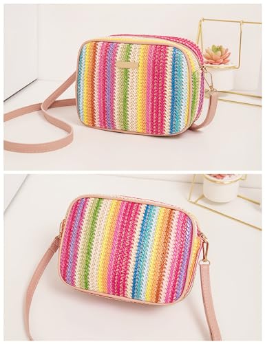 Straw Crossbody Bag Small Woven Purse for Women Cute Beach Shoulder Handbag Spring Summer Trendy2