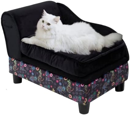 Felis Castello Cat Couch with Storage. Pet Sofa for Cats and Small Dogs. Cute, Fancy, Velvet cat Sofa Bed for Indoor Cats. Luxury Mini Dog Couch Bed with Washable Cushion Cover.