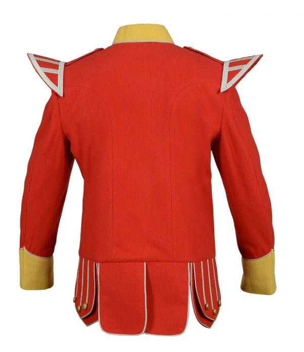 Scottish 100% Wool Blend white Trim Red Military Doublet Pipe Band Jacket2