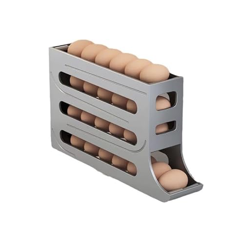 Porta Ovos Dispenser 4 Andares Para 30 Ovos Organizador Suporte Para Geladeira Cinza