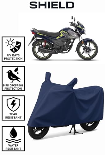 Image of Shield Heavy Duty Bike Cover for Honda Livo | All-Season, Tear-Proof Fabric | with Side Mirror Pocket & Buckle Belt | Honda Livo Bike Cover