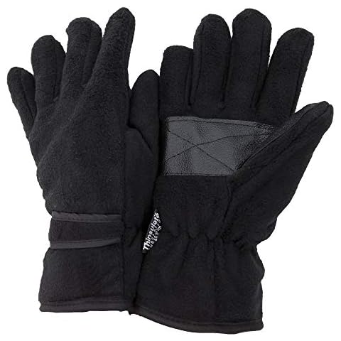 Floso® Mens Thermal Fleece Gloves with Palm Grip (3M 40g) (L/XL) (Black) Cover