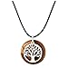 MaMeMi Preciosa cadena con árbol de la vida de plata de ley 925 y colgante de madera de olivo de la Tierra Santa, 3 cm.